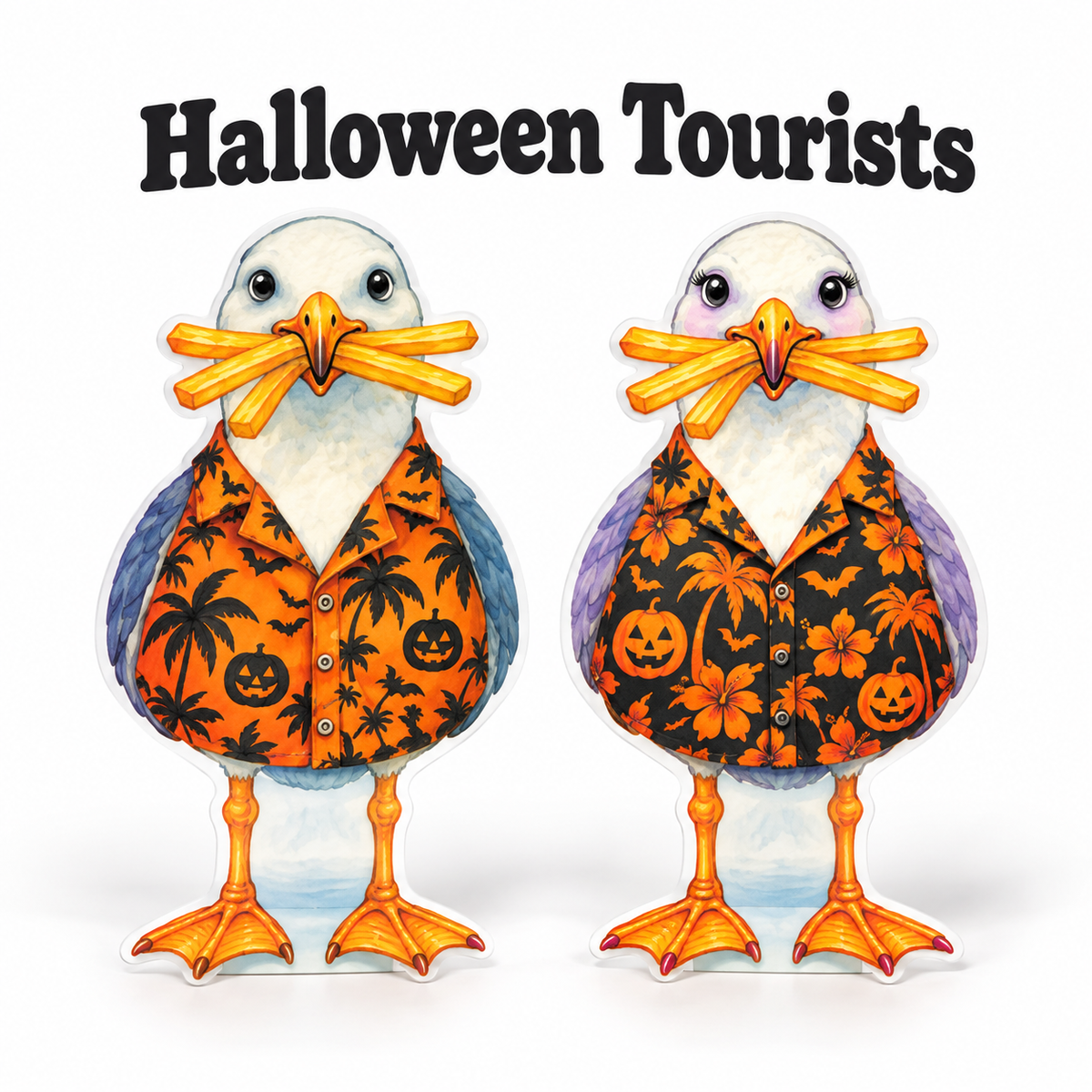 Halloween Tourists Beach Coastal Decor -  Set of 2, Coastal Garden Decor, 12 Inch PVC Sully and Sally