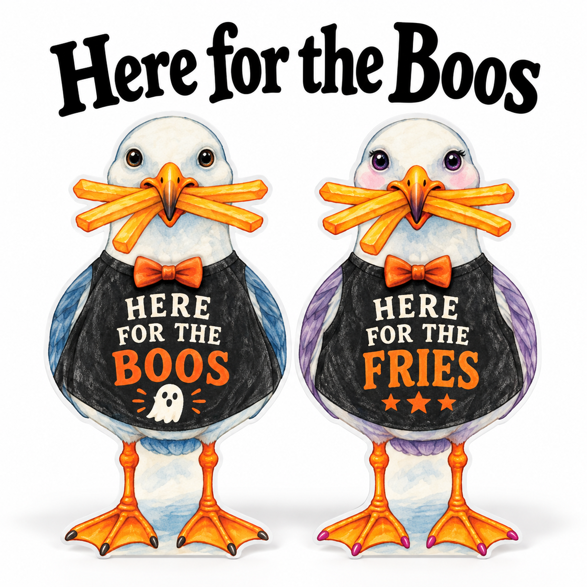 Fall Halloween Coastal Decor, Set of 2, Here for the Boos Seagull Costume, 12 Inch PVC
