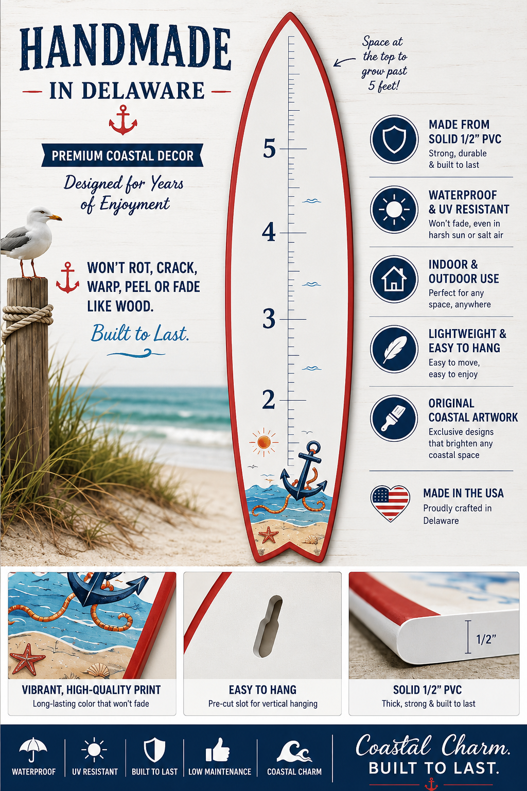 Surfboard Growth Chart, Sandcastle Theme