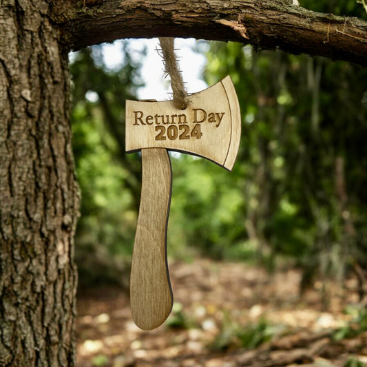 Georgetown Return Day Hatchet Ornament – Laser Engraved Wooden Keepsake