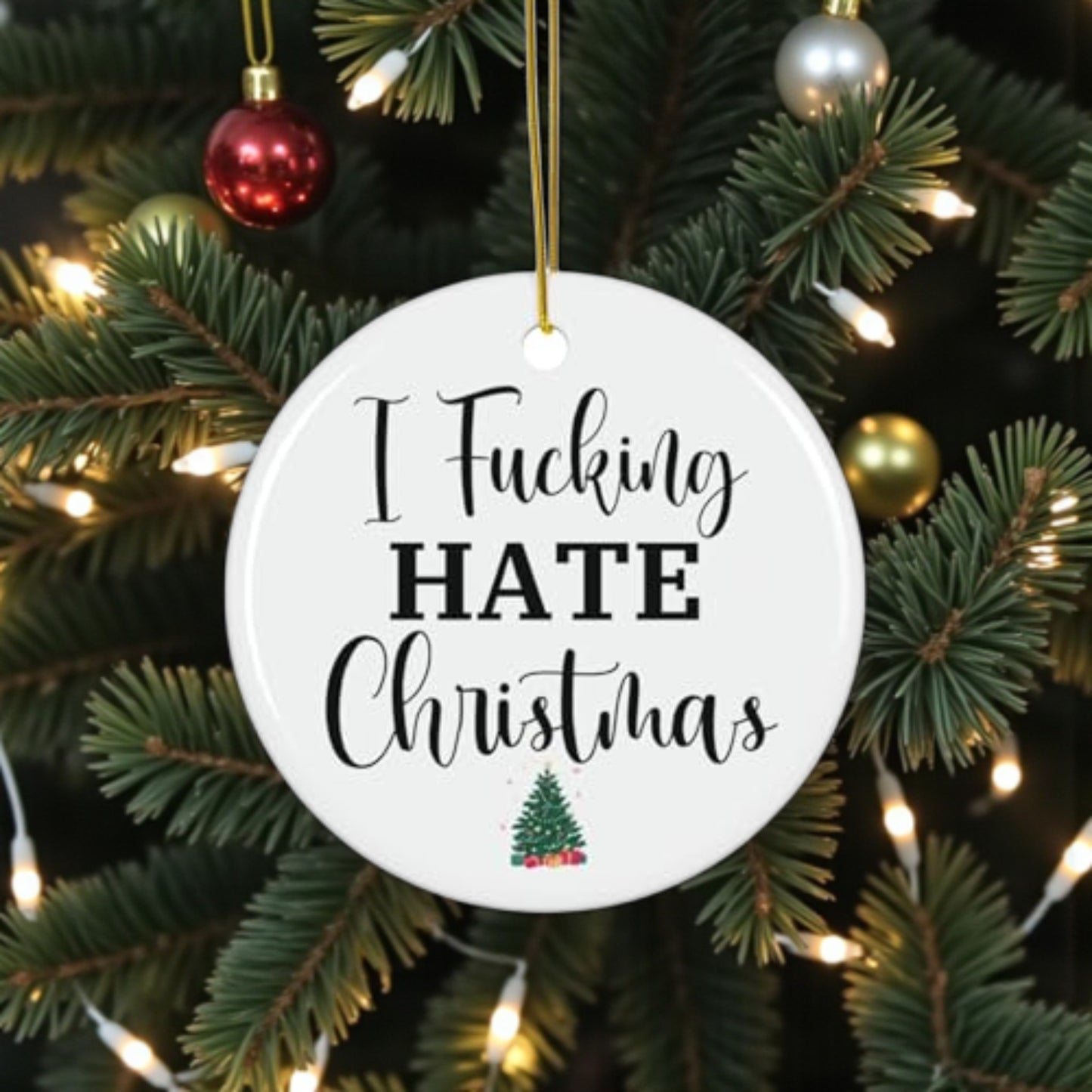 Funny I Hate Christmas 3-Inch Ceramic Ornament