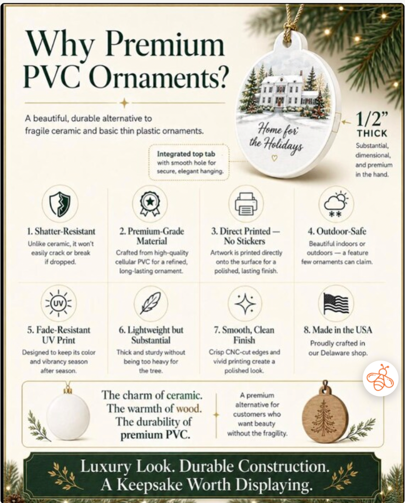 Premium half inch PVC Christmas ornament features and benefits
