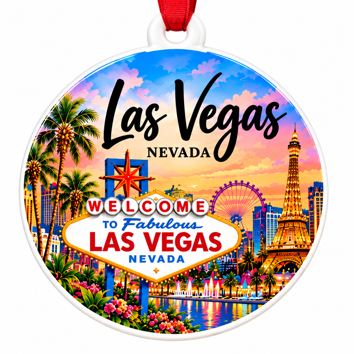 Las Vegas Nevada Christmas Ornament - PVC Travel Souvenir