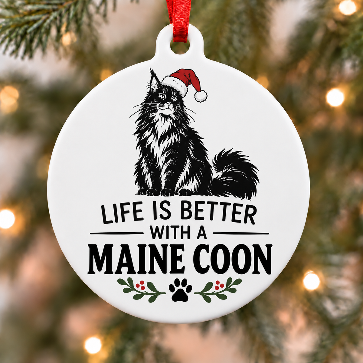Life Is Better With a Maine Coon Christmas Ornament