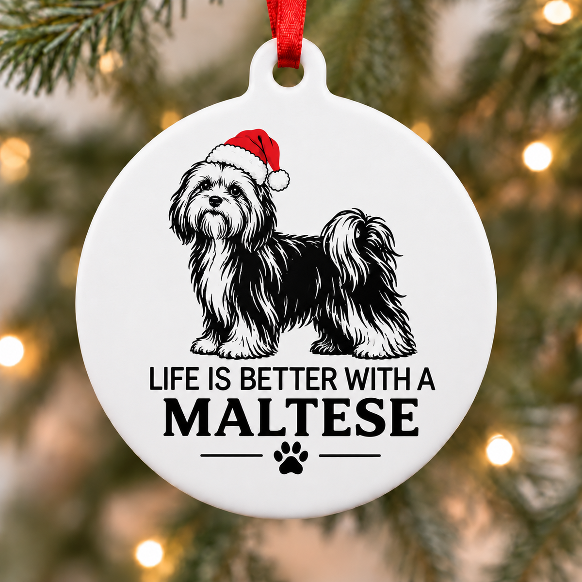 Life Is Better With a Maltese Christmas Ornament