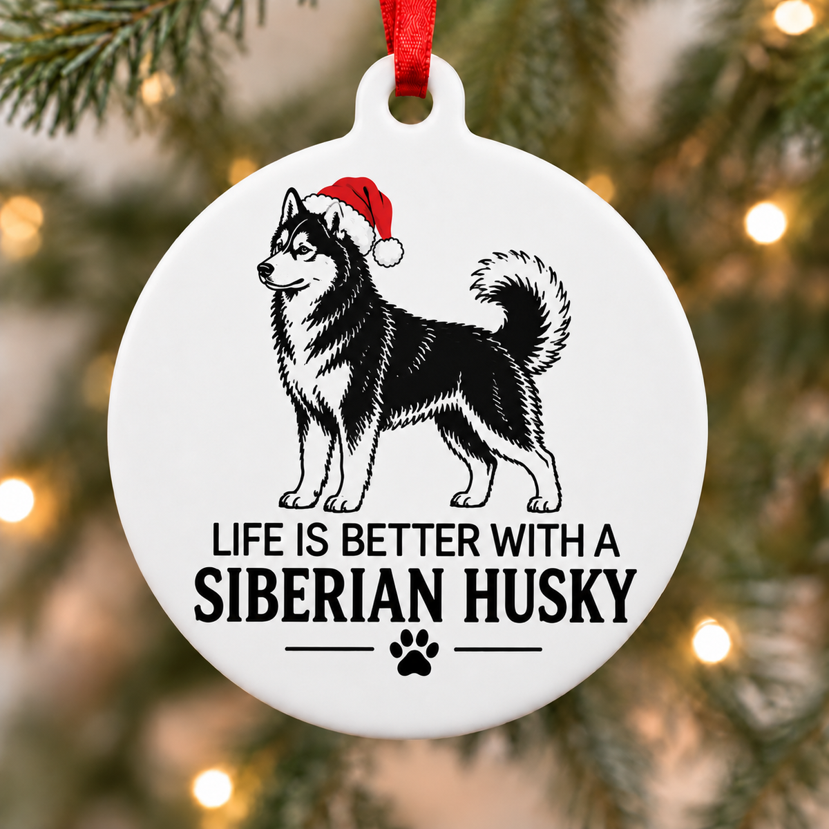 Life Is Better With a Siberian Husky Christmas Ornament
