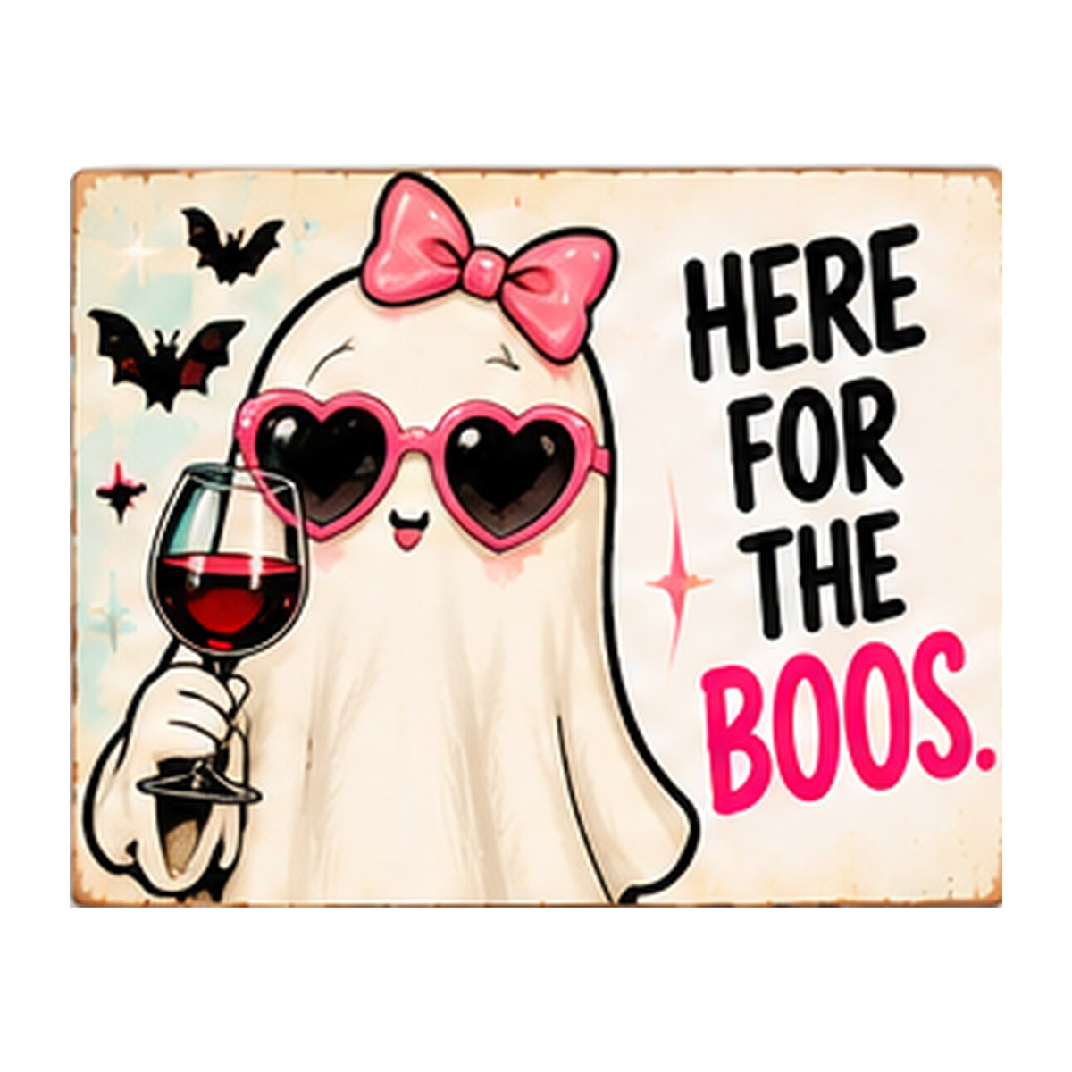 Here for the Boos - Cute But Morbid Magnet complete uncropped design