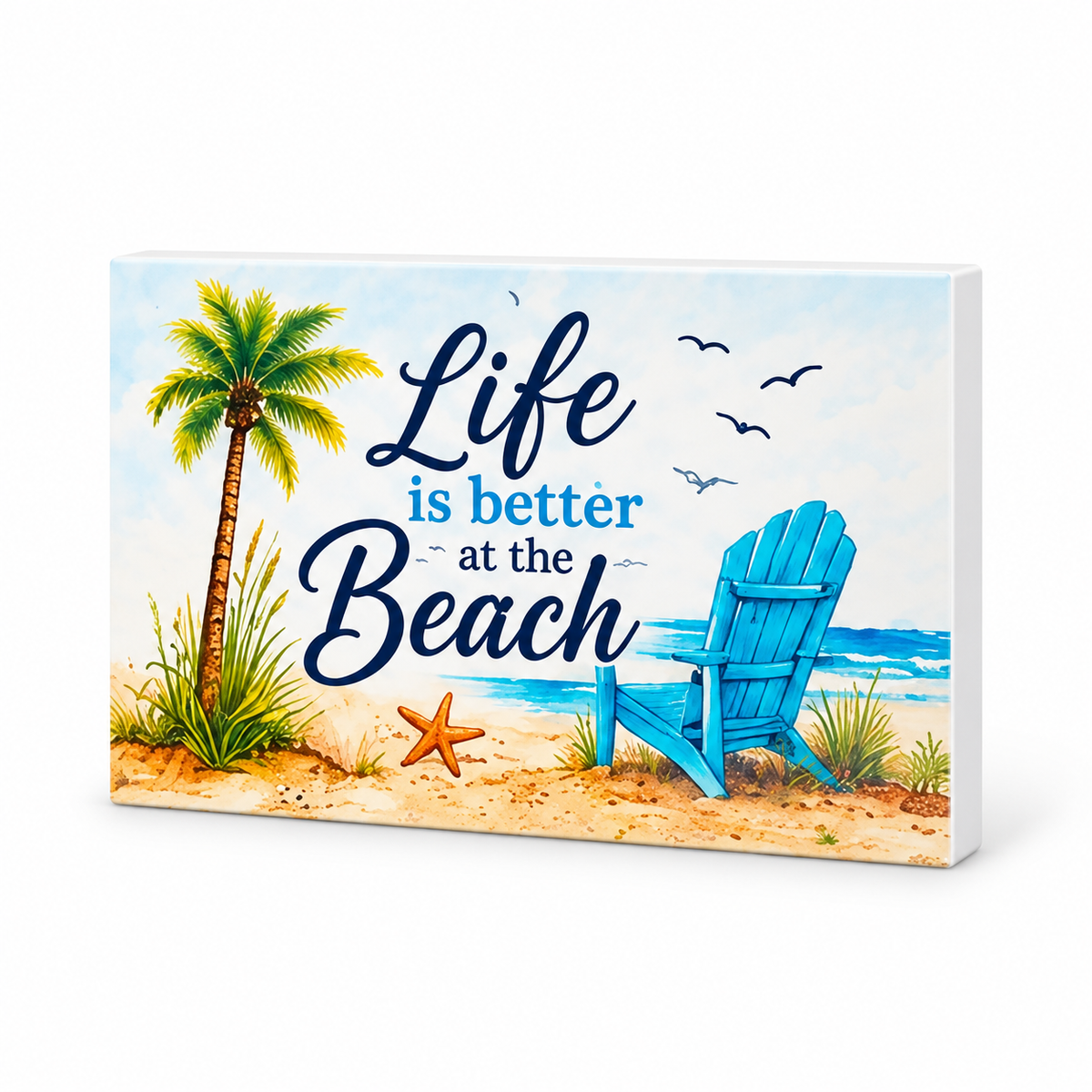 Life Is Better at the Beach - JennyGems Decorative Magnet: complete artwork and white PVC edge on white background