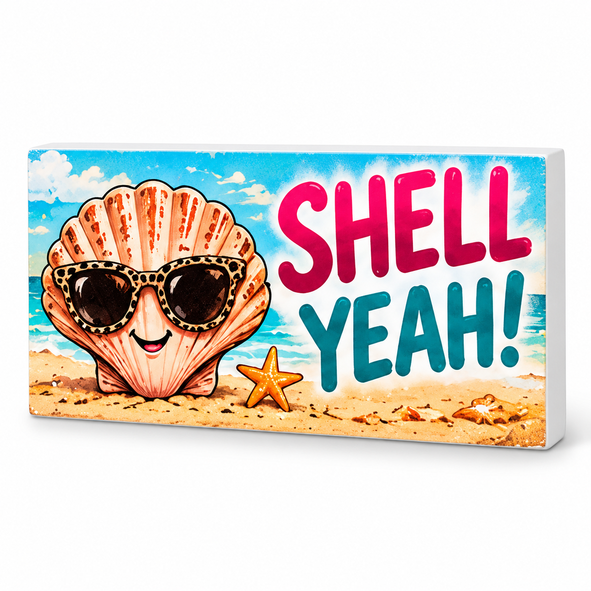 Shell Yeah! - Funny Decorative Magnet: complete artwork and white PVC edge on white background