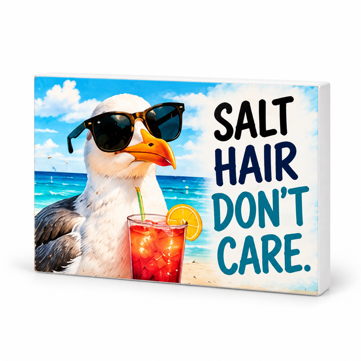 Salt Hair Don't Care - Animals Behaving Badly Magnet: complete artwork and white PVC edge on white background