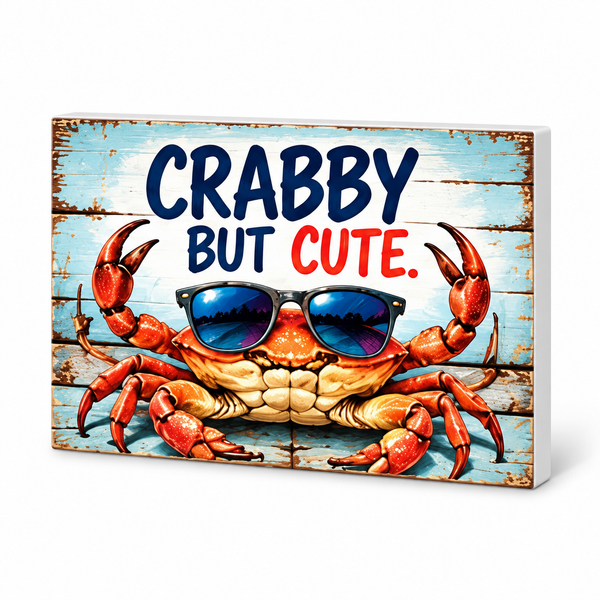 Crabby But Cute - Animals Behaving Badly Magnet: complete artwork and white PVC edge on white background