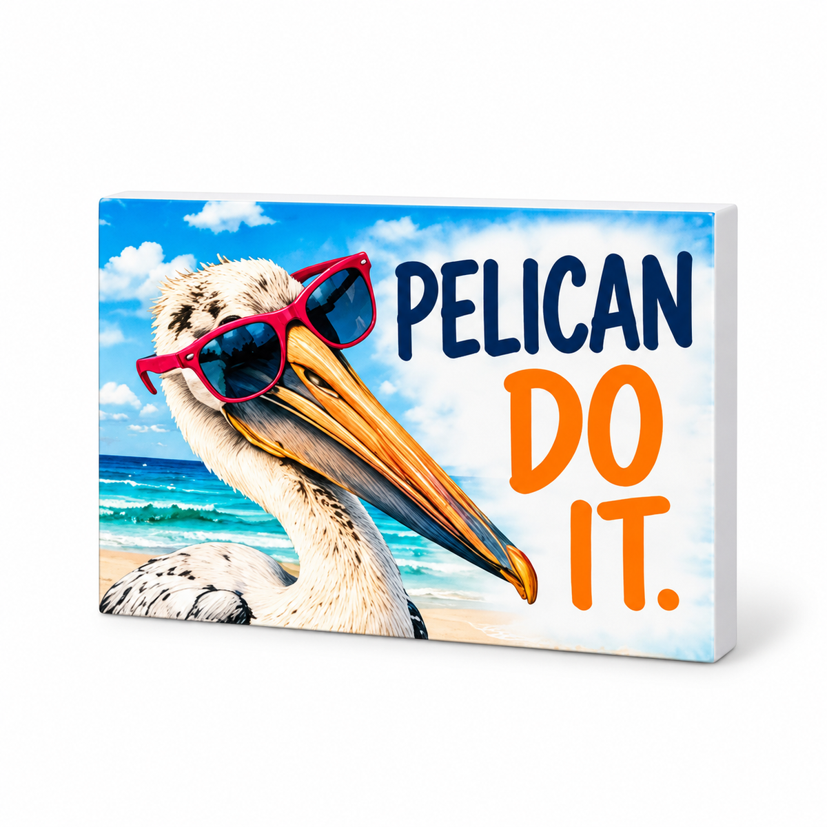 Pelican Do It - Animals Behaving Badly Magnet: complete artwork and white PVC edge on white background
