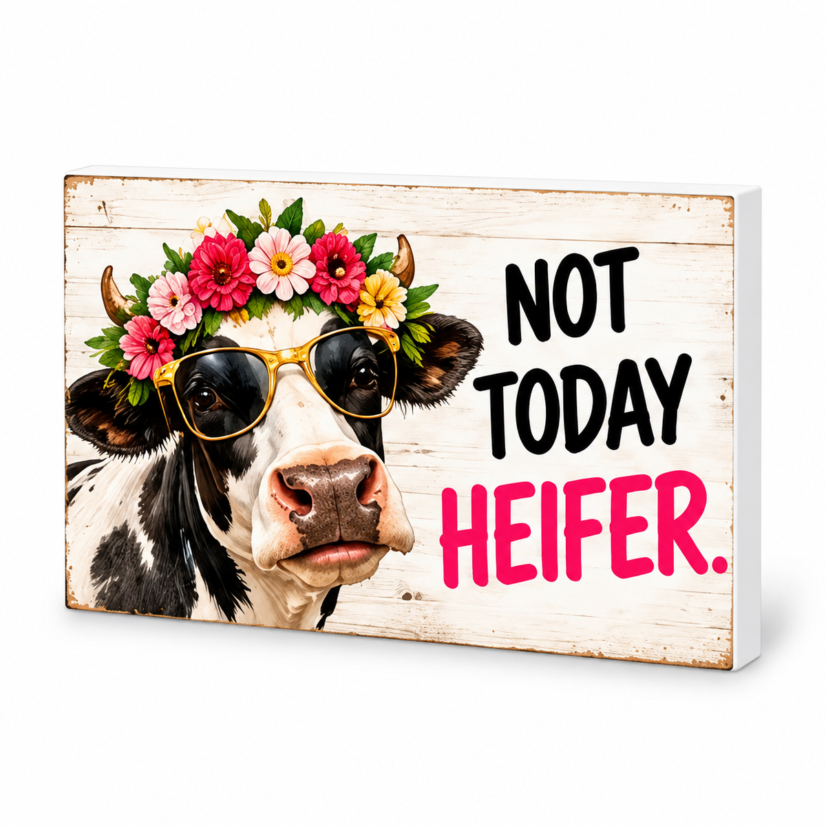 Not Today Heifer - Animals Behaving Badly Magnet: complete artwork and white PVC edge on white background