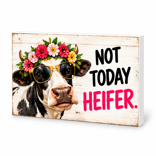 Not Today Heifer - Animals Behaving Badly Magnet: complete artwork and white PVC edge on white background