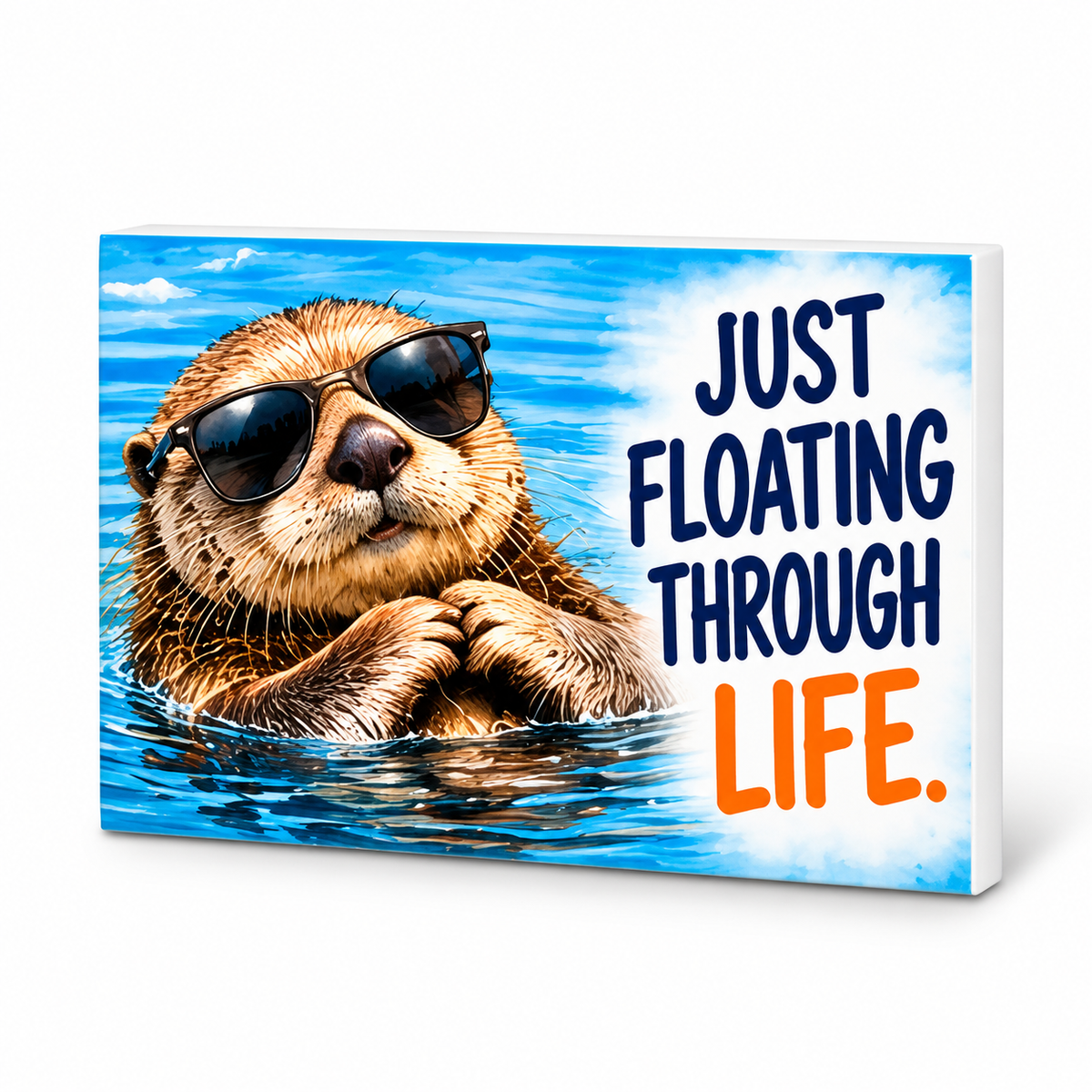 Just Floating Through Life - Animals Behaving Badly Magnet: complete artwork and white PVC edge on white background