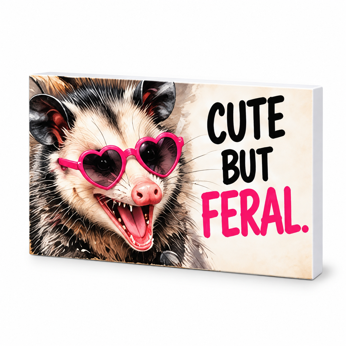 Cute But Feral - Animals Behaving Badly Magnet: complete artwork and white PVC edge on white background