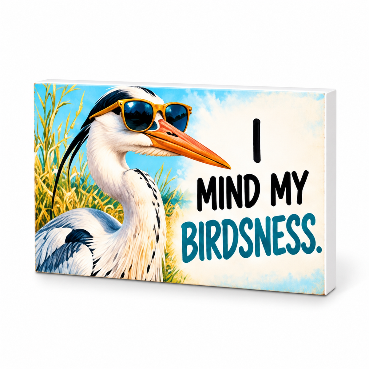 I Mind My Birdsness - Animals Behaving Badly Magnet: complete artwork and white PVC edge on white background