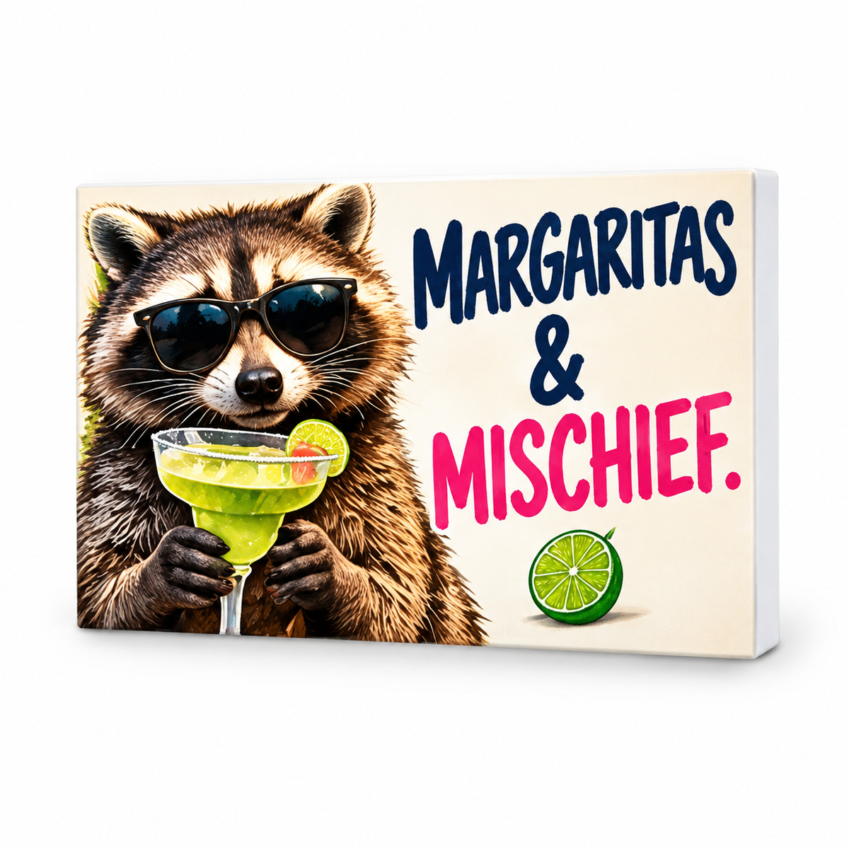 Margaritas & Mischief - Animals Behaving Badly Magnet: complete artwork and white PVC edge on white background