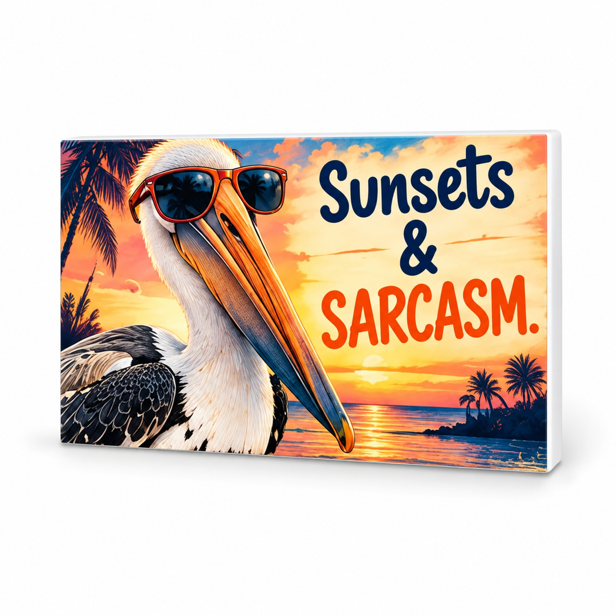 Sunsets & Sarcasm - Animals Behaving Badly Magnet: complete artwork and white PVC edge on white background