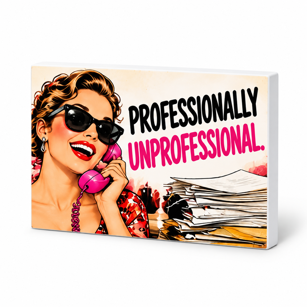 Professionally Unprofessional - Workplace Survival Club Magnet: complete artwork and white PVC edge on white background
