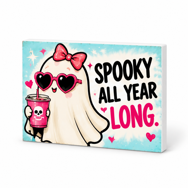 Spooky All Year Long - Cute But Morbid Magnet: complete artwork and white PVC edge on white background