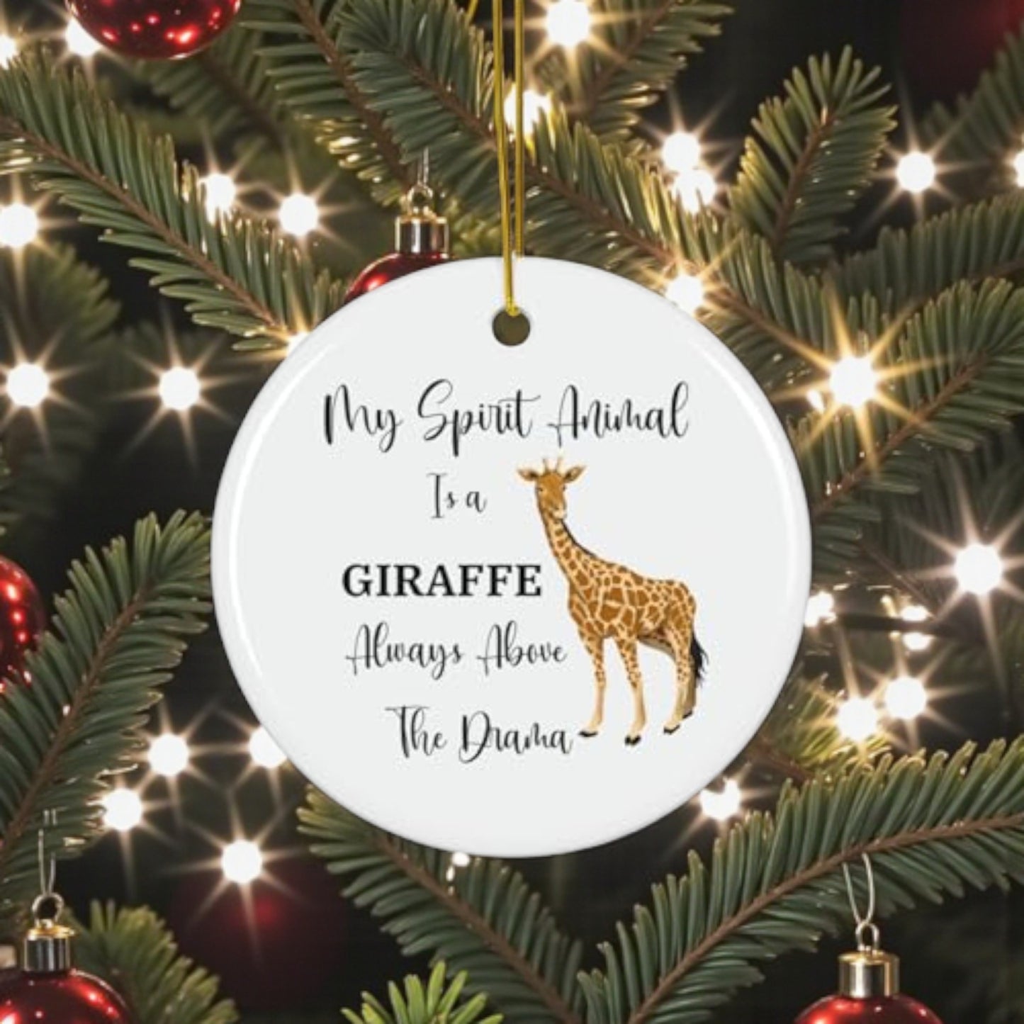 Above The Drama Giraffe Spirit Animal Ceramic Ornament
