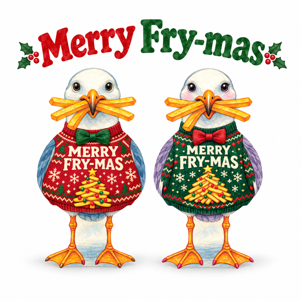 Christmas Coastal Yard Signs Decor, Set of 2, Winter Beach Holiday, 12 Inch PVC