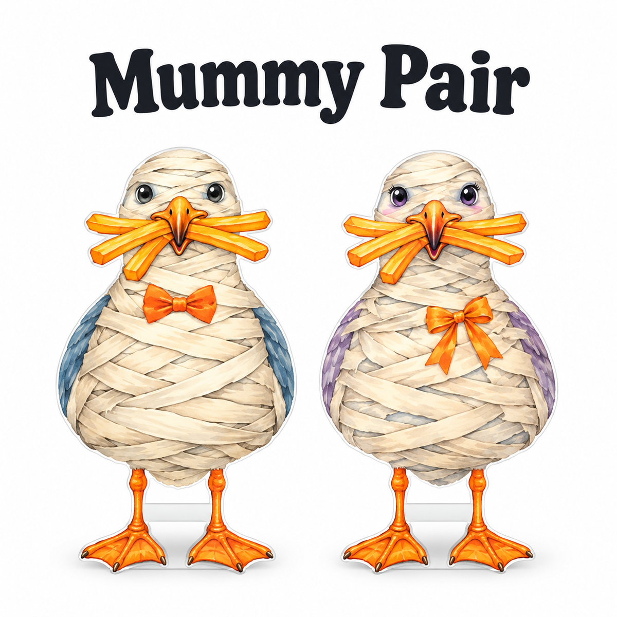 Halloween Coastal Decor Mummy Signs, Set of 2, Coastal Garden Decor, 12 Inch PVC Sully and Sally