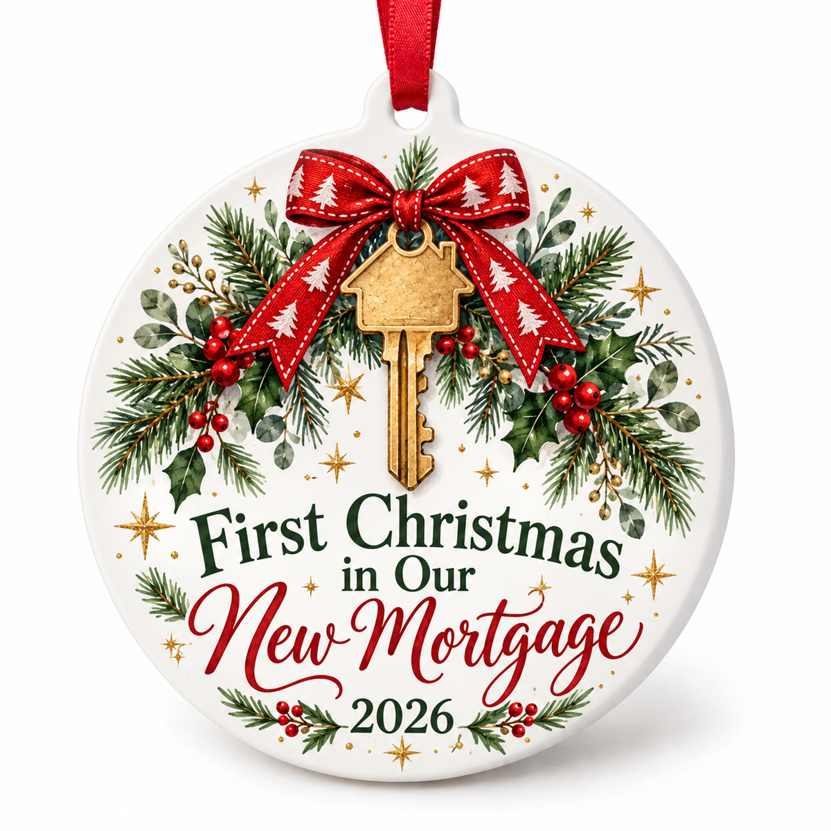 First Christmas in Our New Mortgage 2026 Ornament – Funny New Home Gift on white background