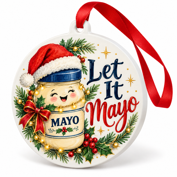 Let It Mayo Christmas Ornament – Funny Mayonnaise Food Gift — white background