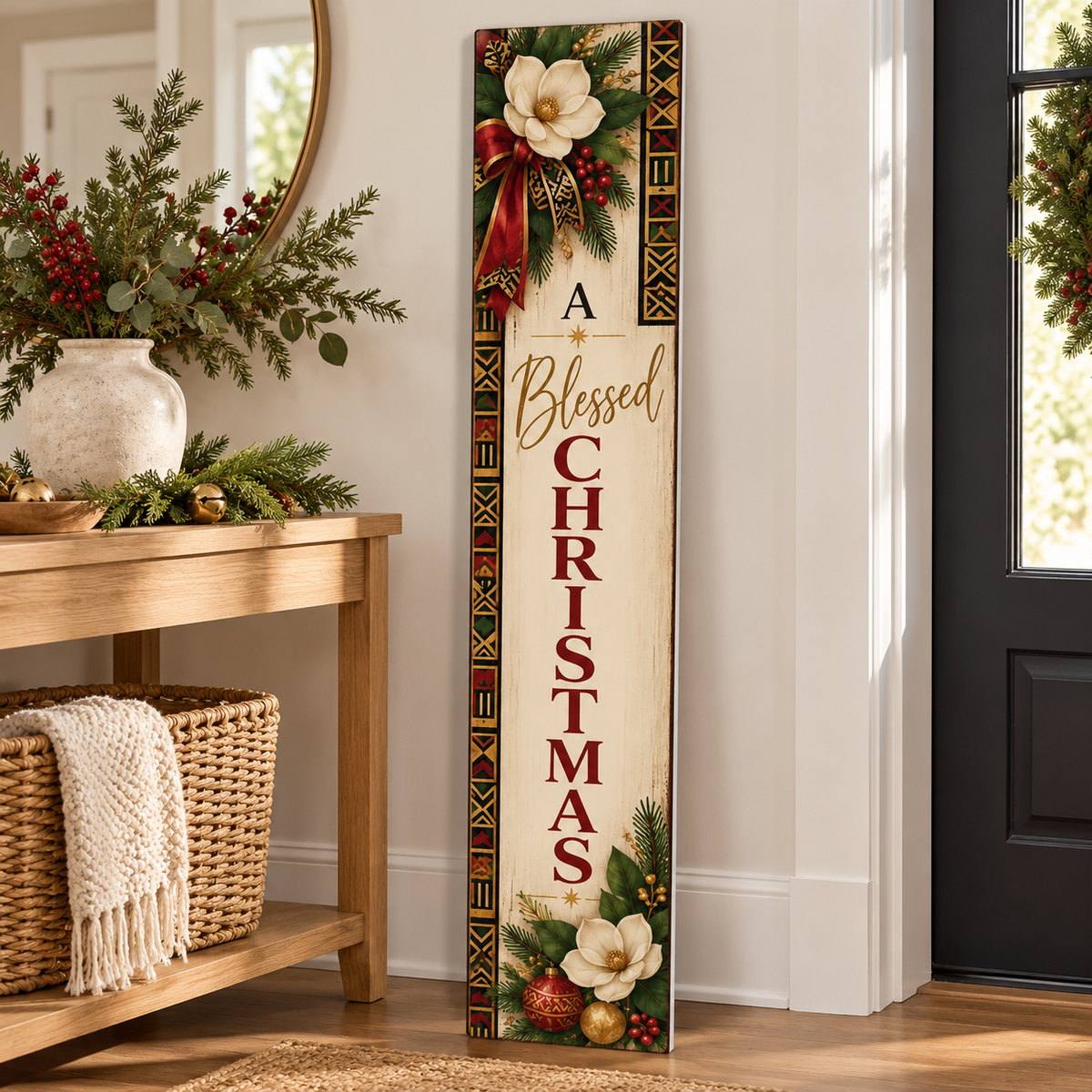 A Blessed Christmas – African Heritage Inspired porch board entryway lifestyle