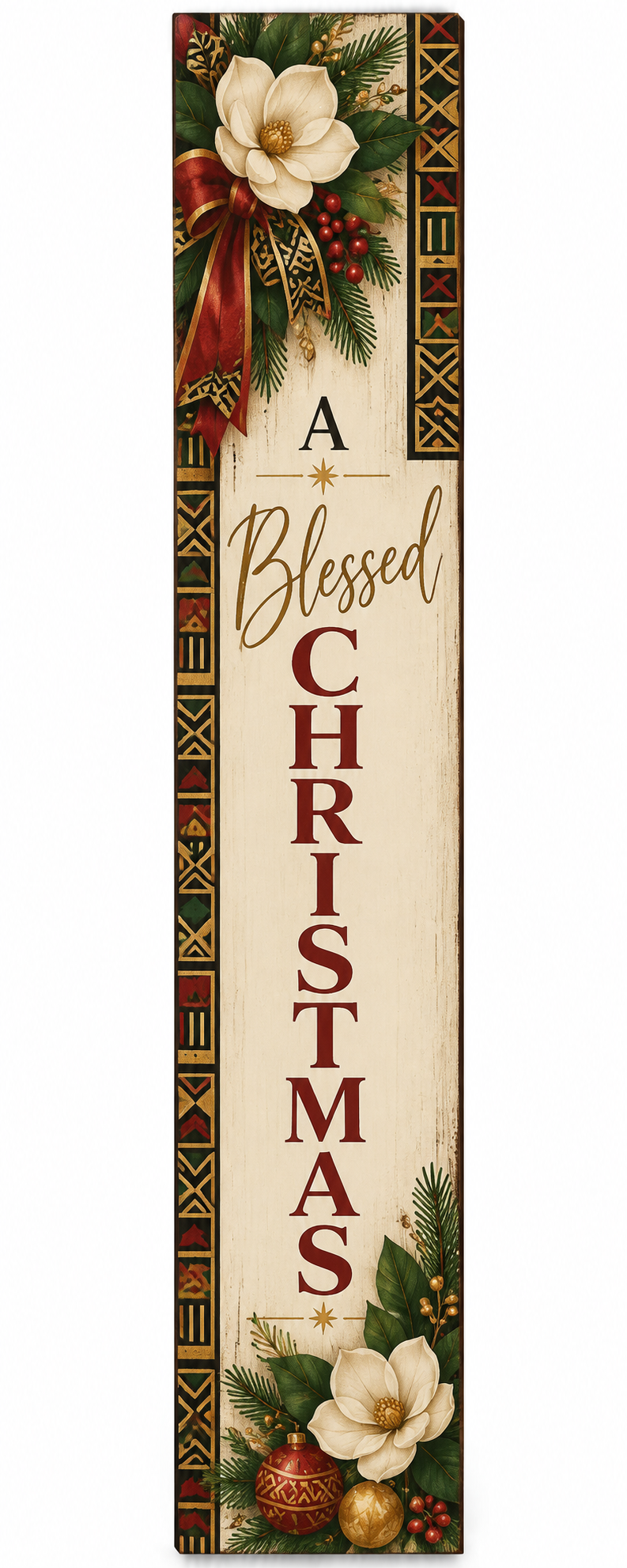 A Blessed Christmas – African Heritage Inspired PVC porch board on white background