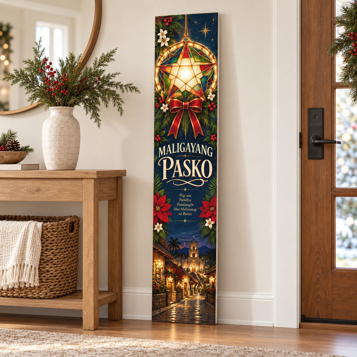 Maligayang Pasko – Filipino Parol Christmas porch board entryway lifestyle