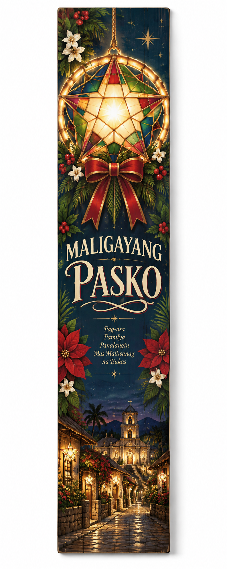 Maligayang Pasko – Filipino Parol Christmas PVC porch board on white background