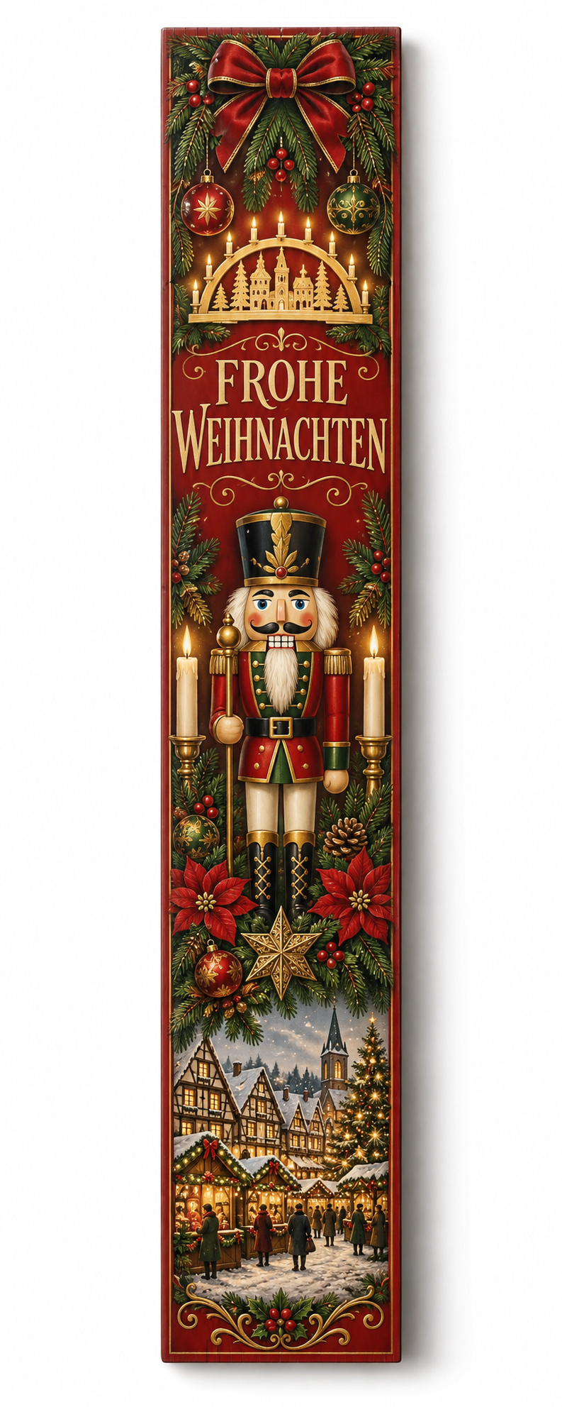 Frohe Weihnachten – German Nutcracker Christmas PVC porch board on white background