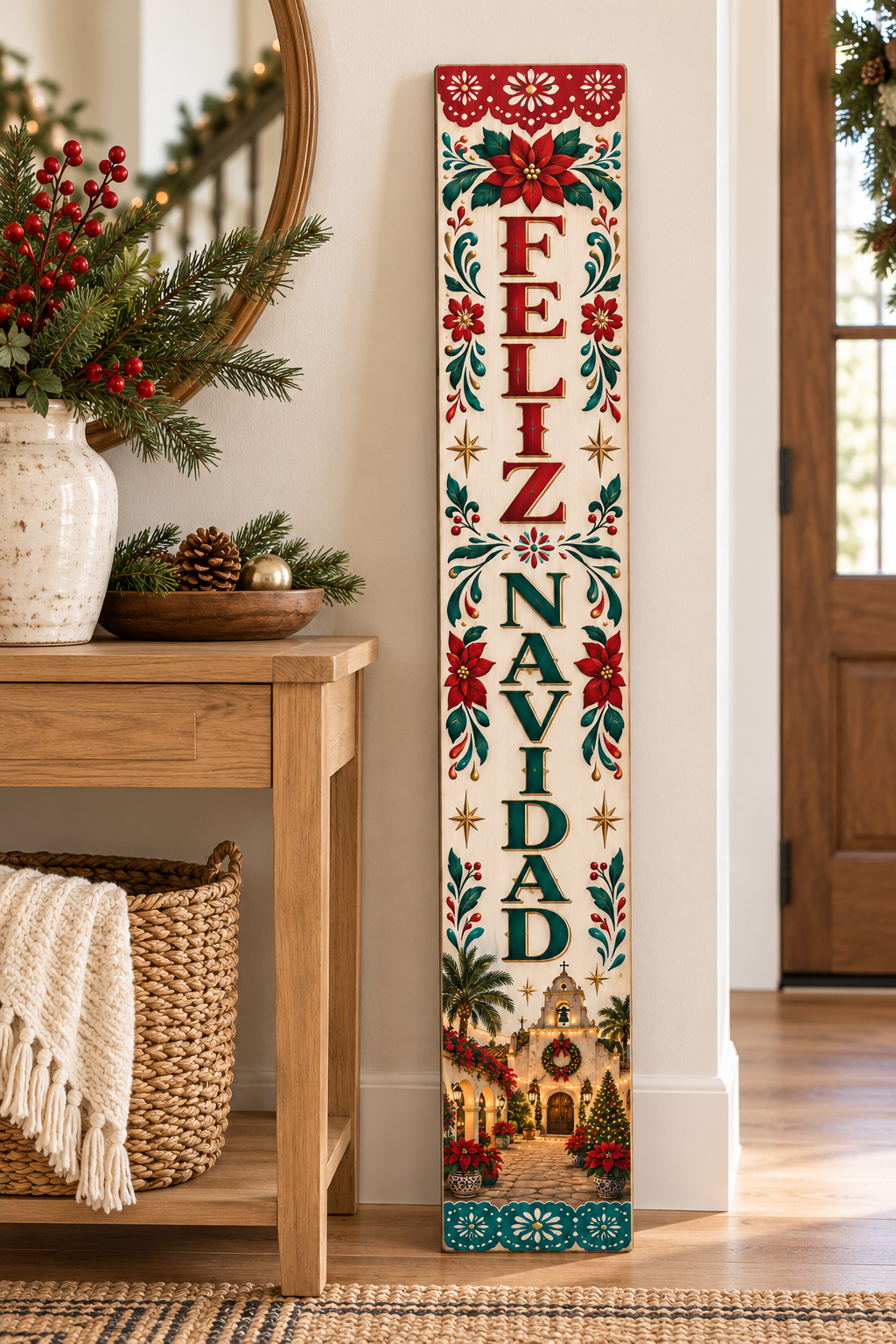 Feliz Navidad – Mexican Inspired Christmas porch board entryway lifestyle