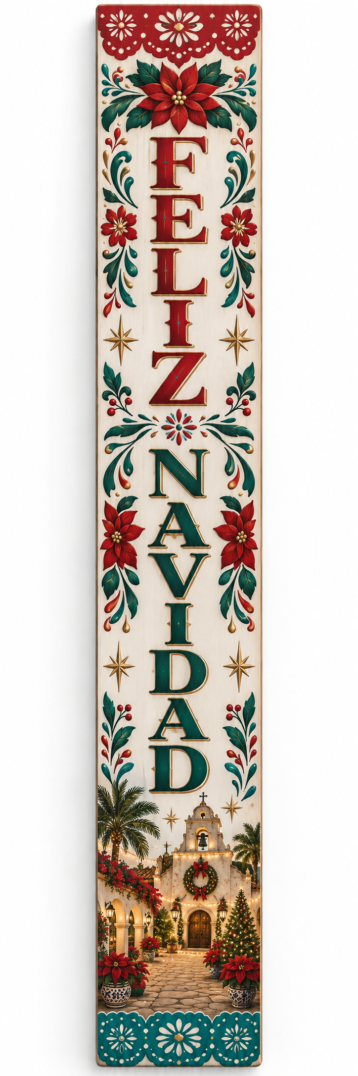 Feliz Navidad – Mexican Inspired Christmas PVC porch board on white background