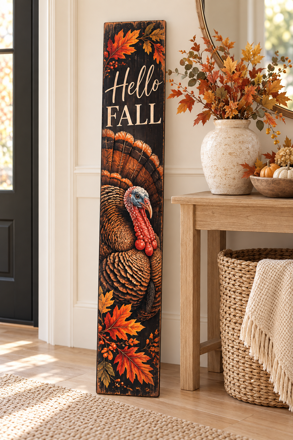 Hello Fall Turkey PVC porch board entryway