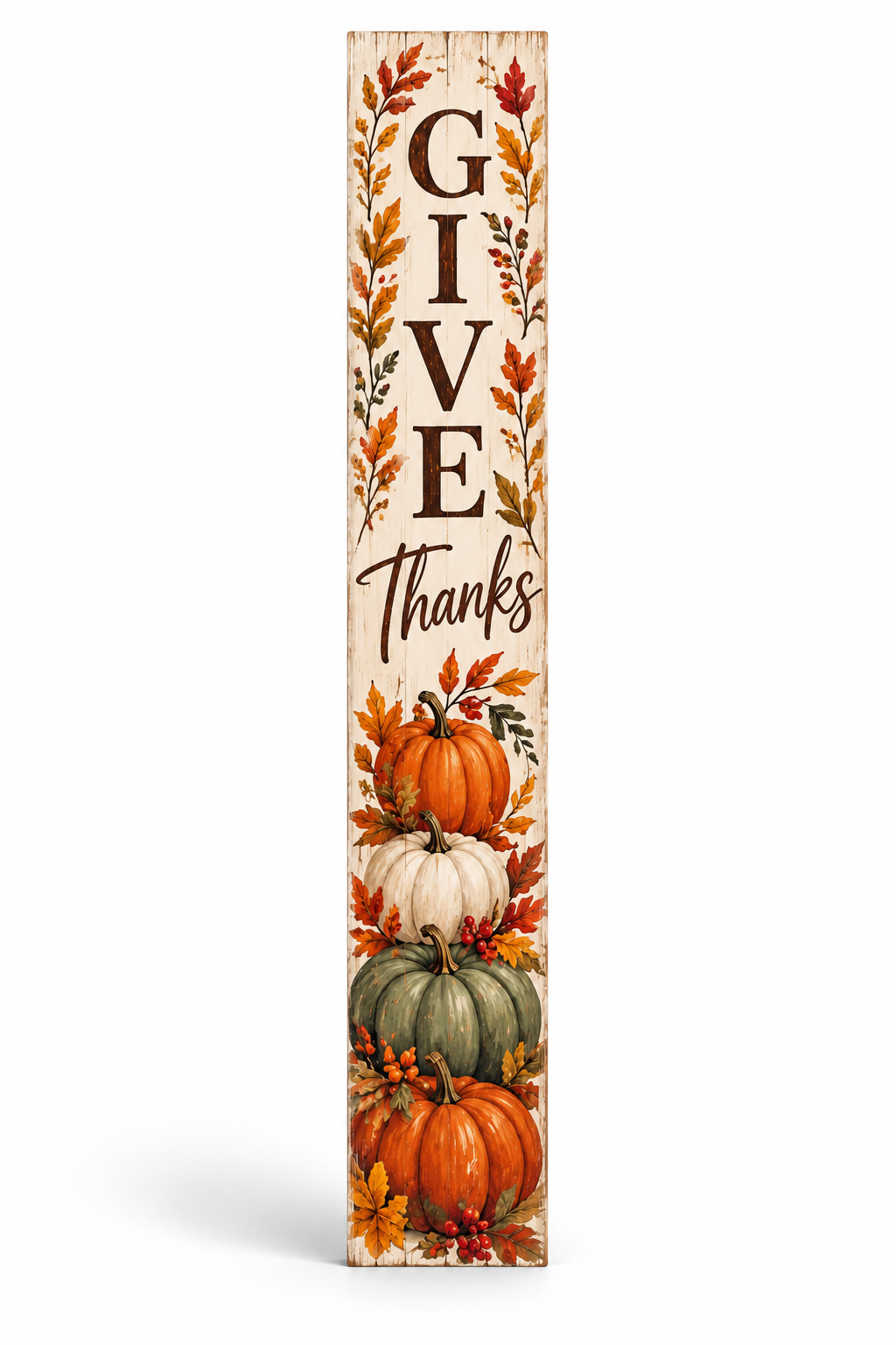 Give Thanks Pumpkins PVC porch board white