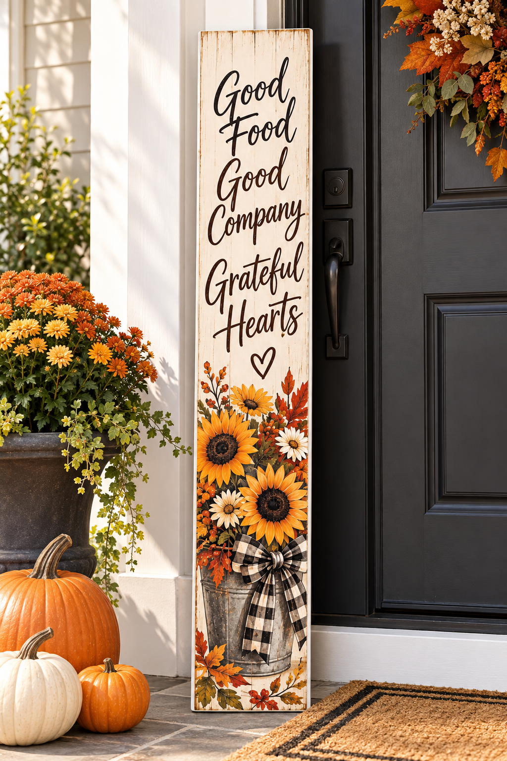 Good Food Good Company Grateful Hearts PVC porch board porch