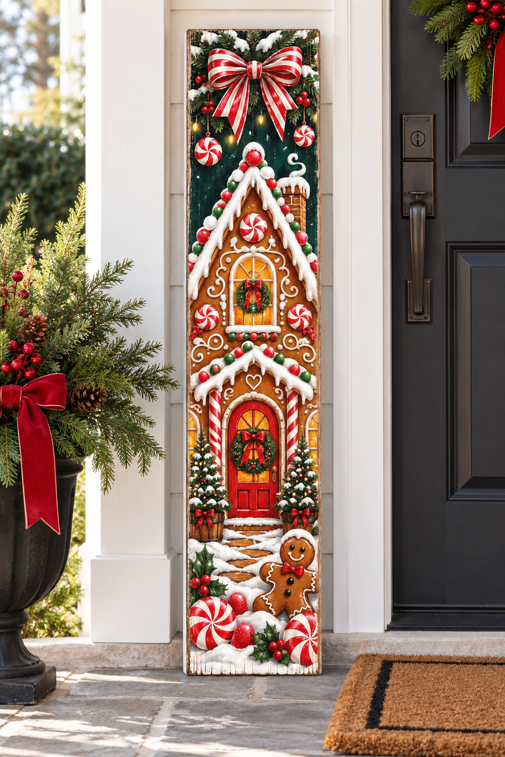 Gingerbread House Christmas porch board porch lifestyle