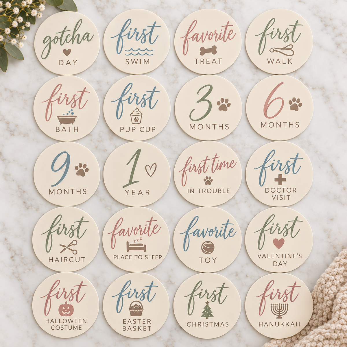 Dog Milestone Markers: Puppy Firsts Photo Prop Set