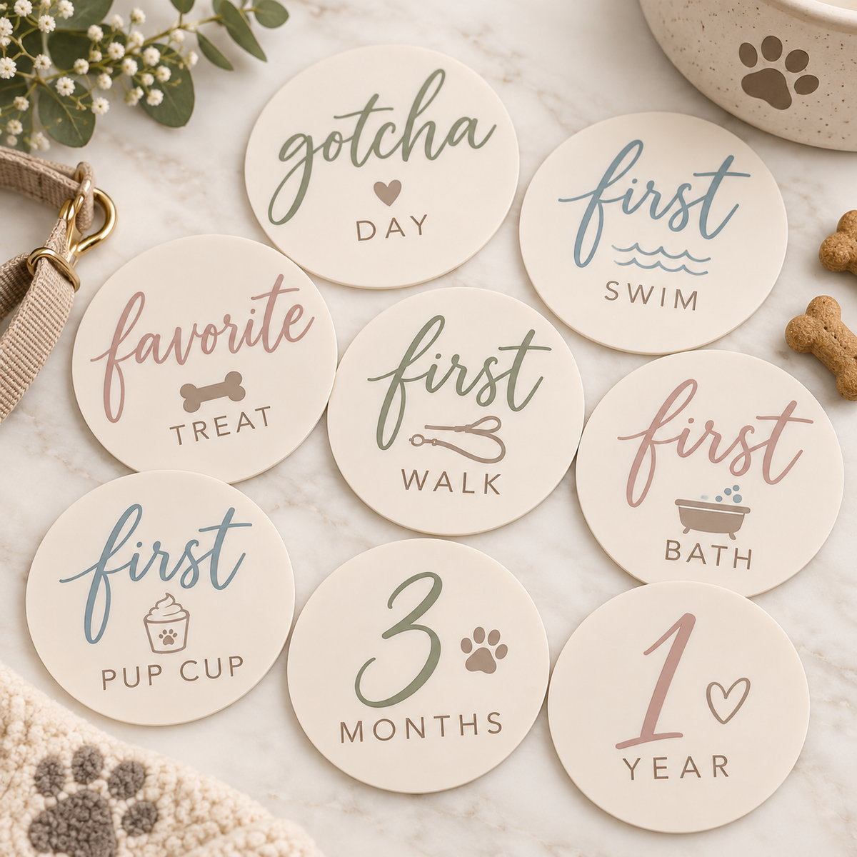 Dog Milestone Markers: Puppy Firsts Photo Prop Set