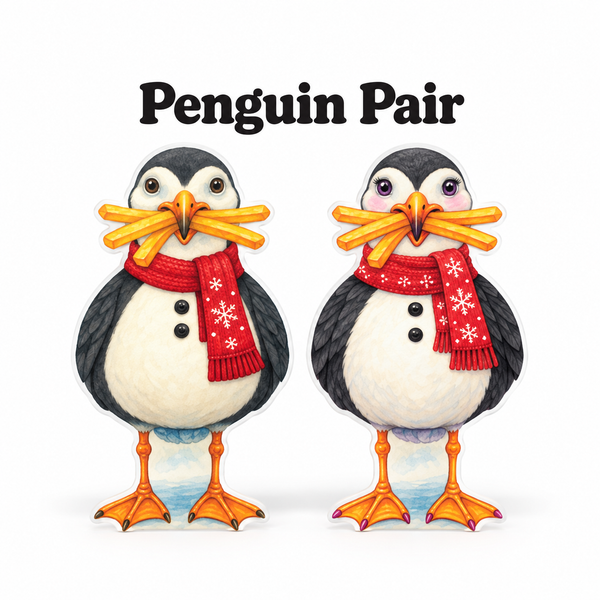 Winter Coastal Beach Yard Signs, Set of 2, Garden Decor, 12 Inch PVC Sully and Sally