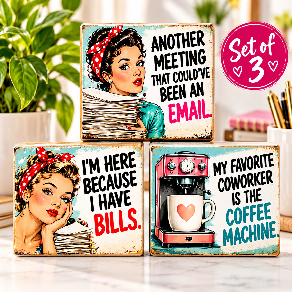 Coworker Survival Kit - Set of 3 Funny Office Magnets | Secret Santa Gift