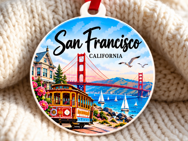 San Francisco California Christmas Ornament - PVC Travel Souvenir