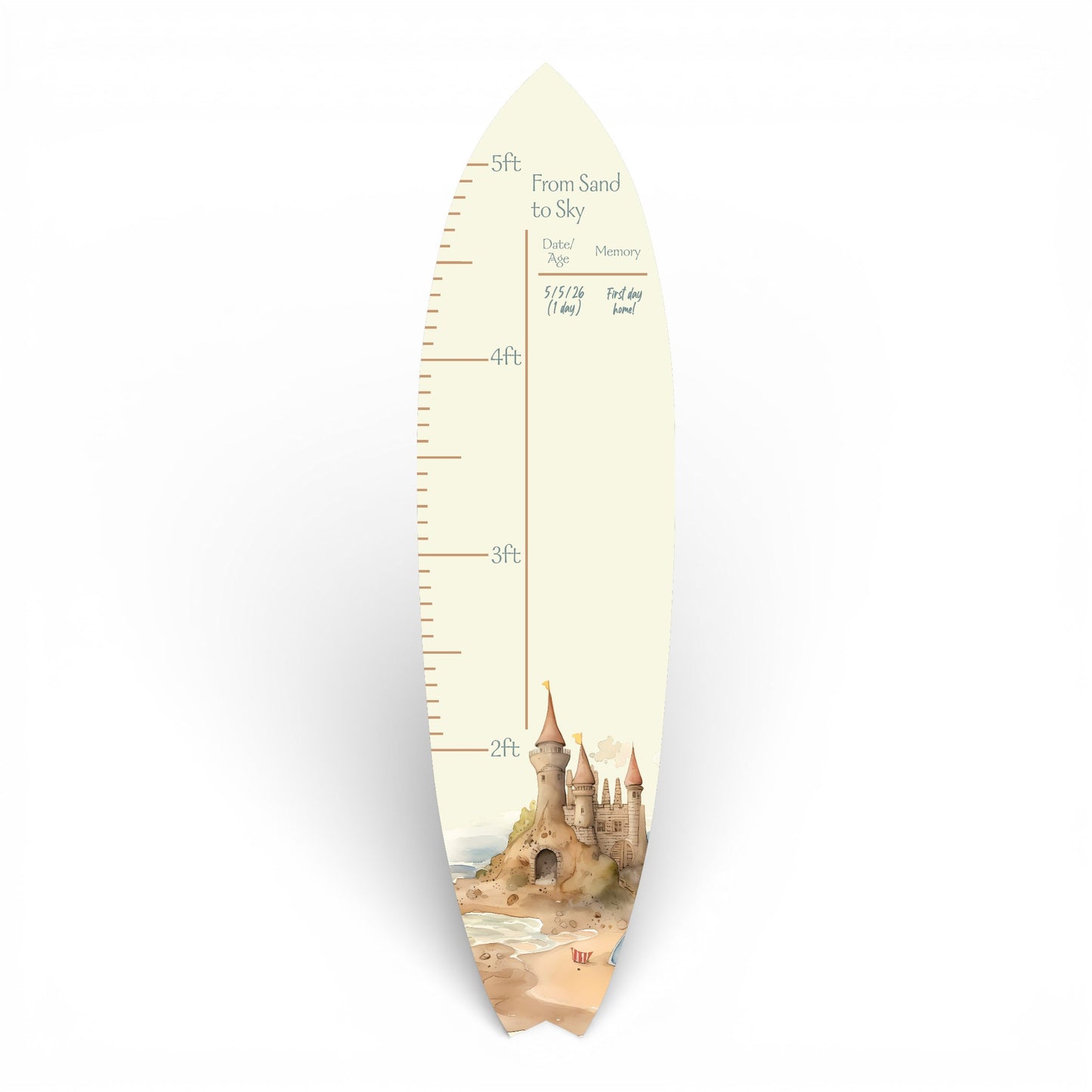 Surfboard Growth Chart, Sandcastle Theme