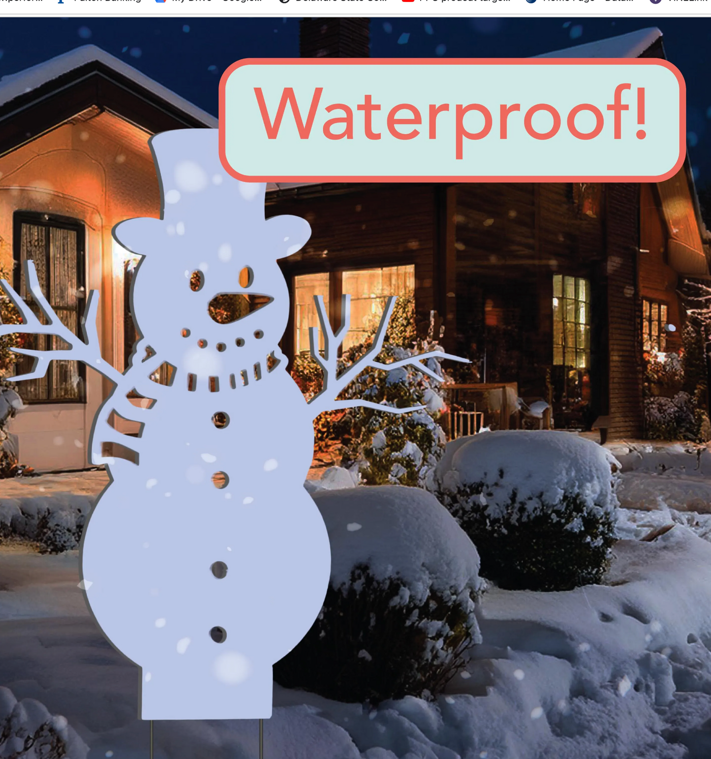 Outdoor Set of 3 PVC Snowman Yard Stakes - 2-Foot Outdoor Christmas Decor, Weatherproof Winter Lawn Decorations