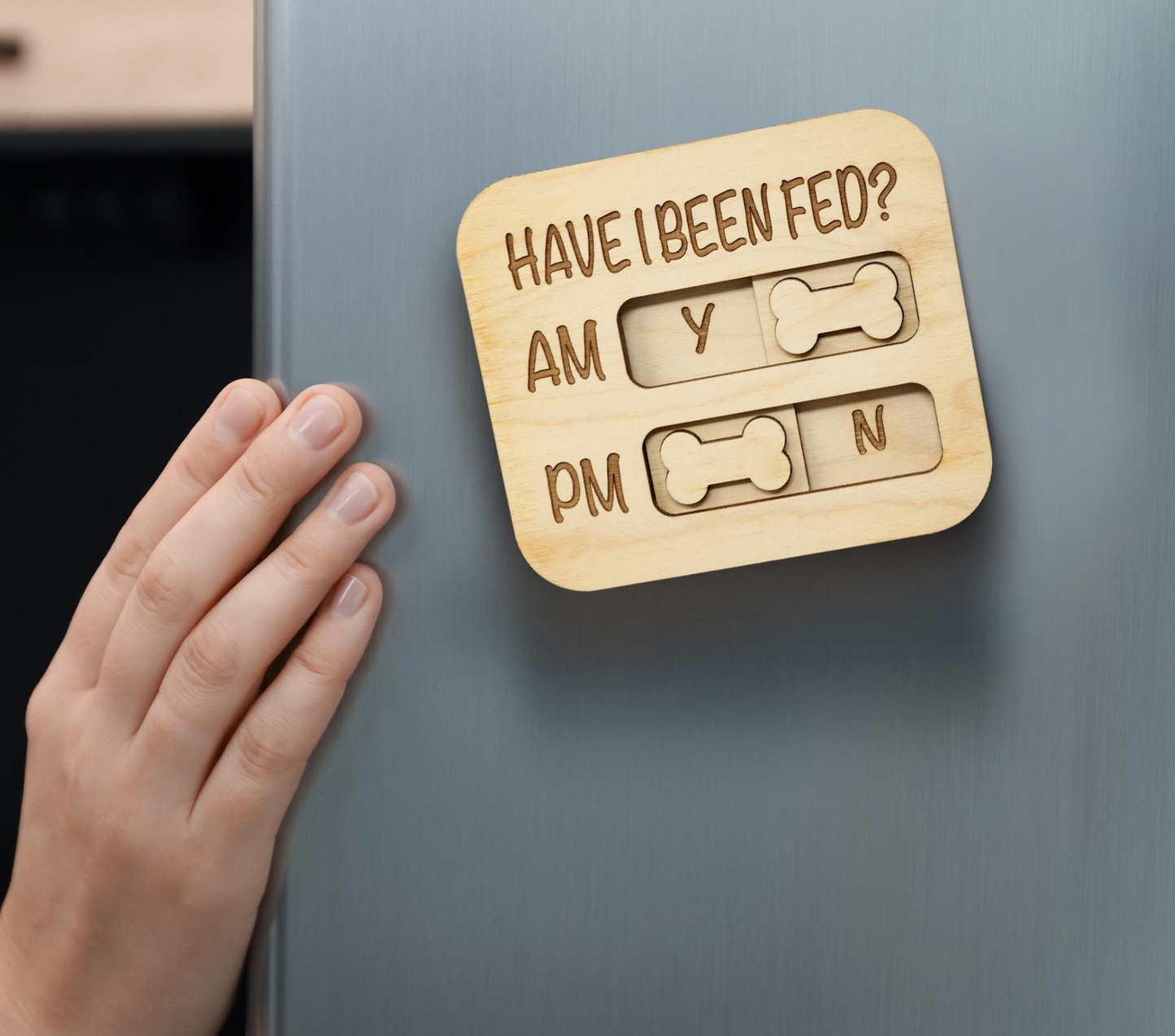Did You Feed the Dog? AM/PM Flip Sign Magnet – Dog Feeding Tracker, Feeder Reminder, Daily Pet Care Chart