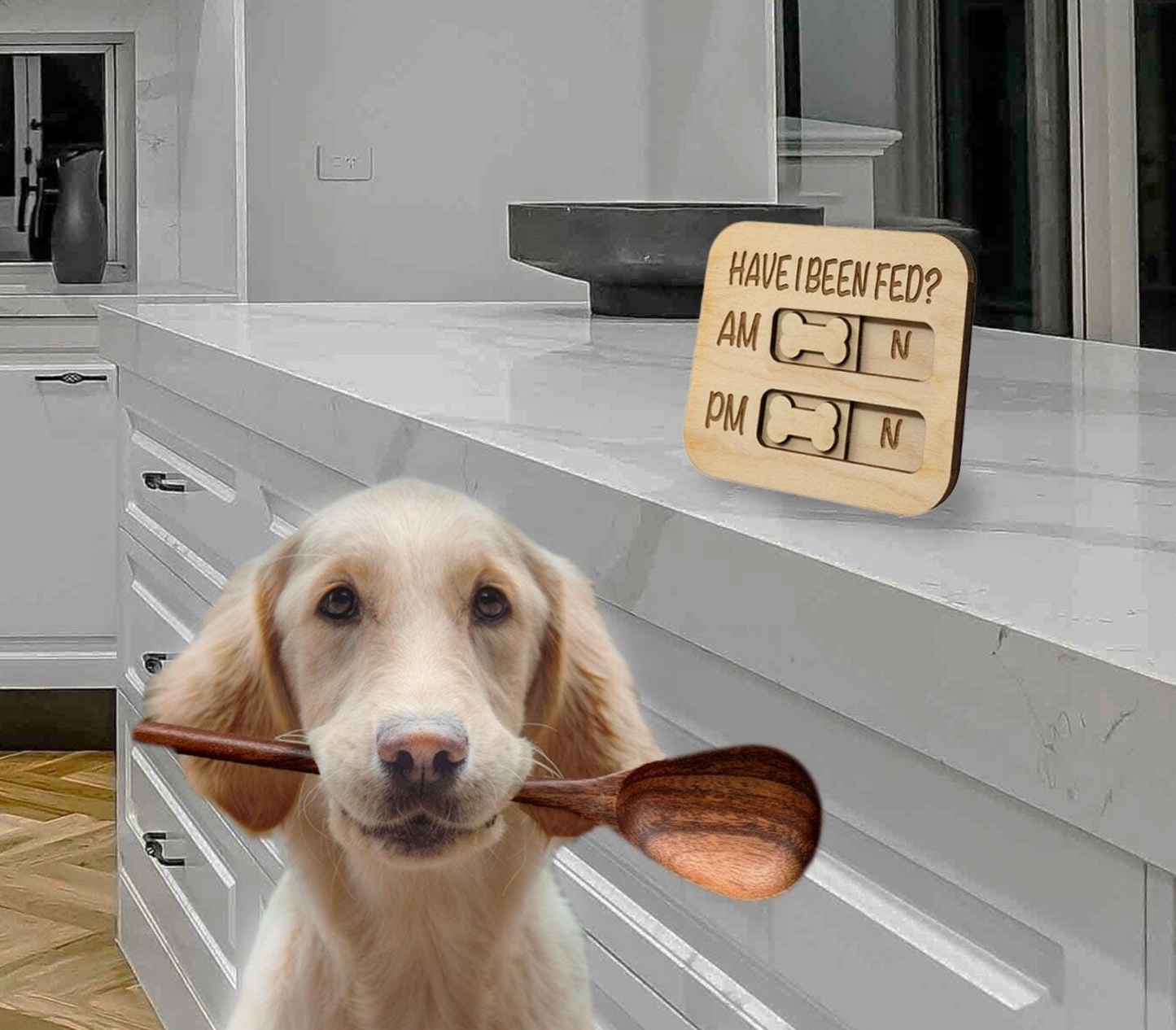 Did You Feed the Dog? AM/PM Flip Sign Magnet – Dog Feeding Tracker, Feeder Reminder, Daily Pet Care Chart